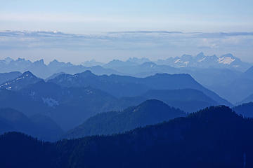 Cascades Mountains seen from the summit of Snoqualmie Mountain in Washington