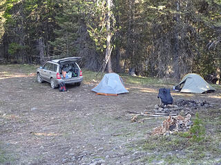 Our car camp at milepost 8 along forest road 31.