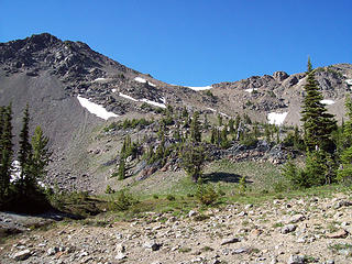 Look up the ridge of Hawkins and False Summit