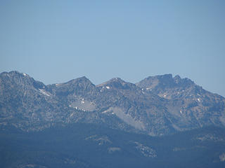 Highpoints along Entiat Ridge, NF Entiat Valley, Fern Lake Basin, Gopher Peak, and Pinnacle Peak (background)