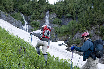 Heading up the waterfall route