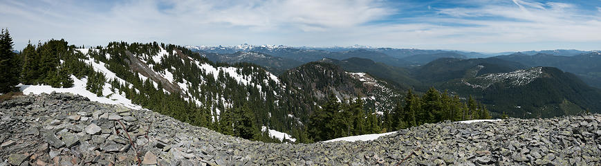 Meadow Mountain summit ridge from the lookout site. The high point is at the other end