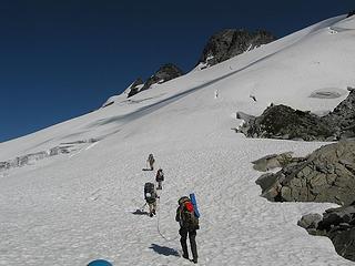 Matt's team heads out onto the glacier