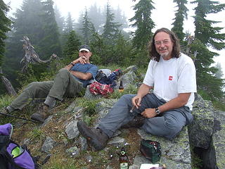 Relaxing on the summit of Mt Kent.
