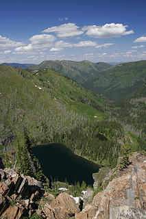 Straight Lake and the Straight Creek drainage from our high point along the Bitterroot Divide between Idaho and Montana.
