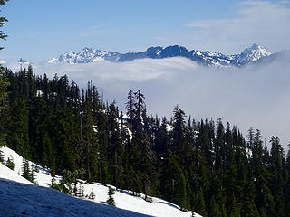 Fog over the Snoqualmie Pass area.