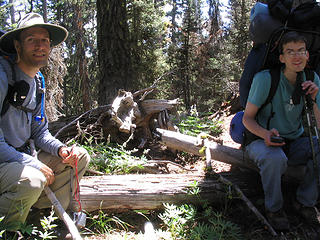MountainMan & Todd take a quick break from the bushwhacking