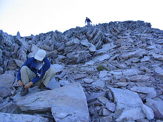 The loose rock near the summit