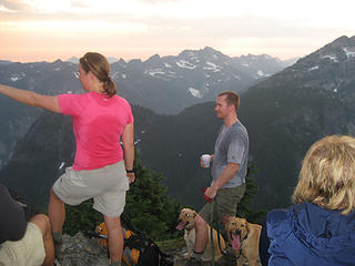 Jo points out the beautiful sky to Scott, Zeus, and Athena. Scott is the one whose tongue is not hanging out :P