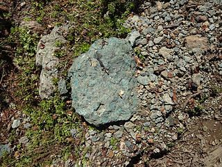 Lots of this greenish colored rock near Blowout.