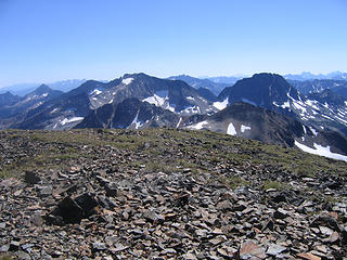 View back to Carru-Lago Col where we crossed from Ptarmigan summit.