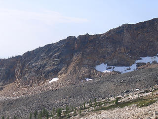 We crossed this ridge that joins Lake Mtn and Monument Peak. This is where we found some exposed 4th class ledges.