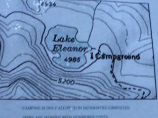 Trailhead sign for Lake Eleanor