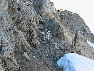 Adam at Bottom of Gully on Ridge Above Queest Alb Glacier
