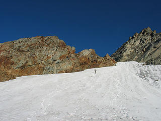 Adam Descending Snowfield Below Summit