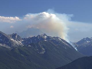 Jack Creek fire ten miles to the south obscuring Mt Stuart.