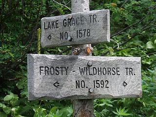 We had heard that the Lake Grace trail was very difficult to find. Fortunately, this sign pointed us in the right direction.