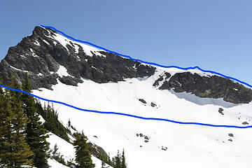 Copper Col to near Copper Pass then skyline to summit.