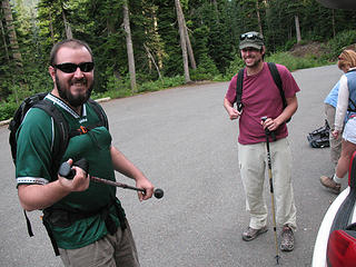 B-Dog and El Presidente are all smiles at the trailhead. If they only knew.