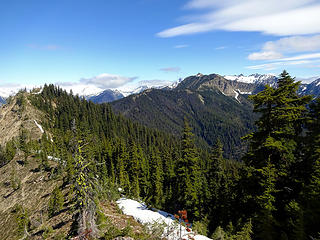The ridge out to Old Gib from Estes Butte, 5942.' The trail again drops to the 5300' level in between.