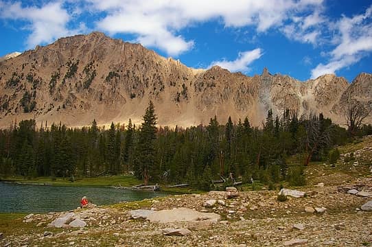 A hiker enjoys Born Lake