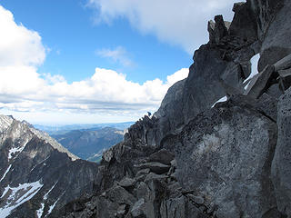 looking back across the ledge traverse