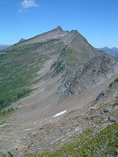 Whittier Peak as seen from the NW ridge of Longfellow Mtn.