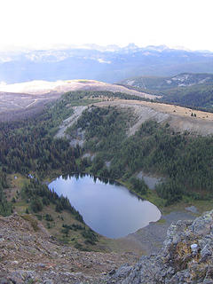 Border Lake (B.C.) from Border Lake Peak. Note logging roads and clear cuts a stone's throw from the border.