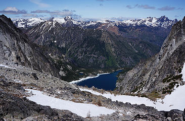 Lake Colchuck from the top of the Aasgard Pass with Cashmere to the right