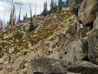 Me crossing boulders (Jake photo)