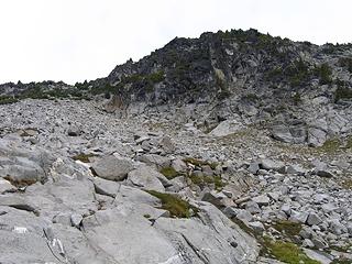 bouldery terrain to the summit