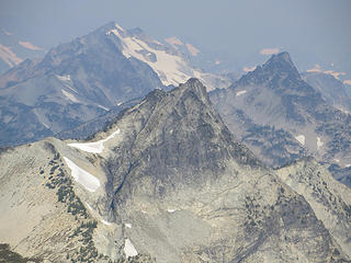 McAlester summit ridge. The true summit is a sharp pinnacle that blends into the front, but which is higher and distinct from erosion.