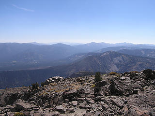 Looking to Echo and Angora Peaks (south) from summit of Tallac