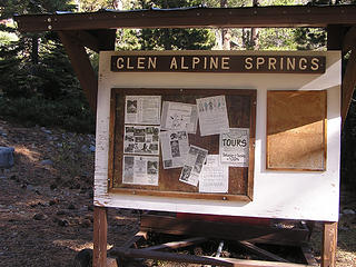 Bulletin Board at base of Glen Alpine Resort