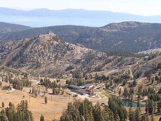 Maintenance area for Squaw Valley on the high plateau above the resort area - Lake Tahoe in the distance