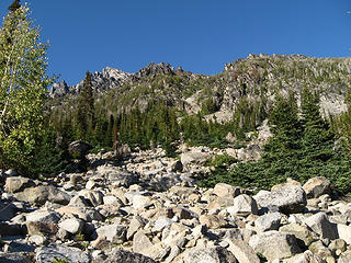 Boulder field at the base of the Crapcadian Couloir