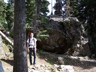 Todd by big rock at the end of last switchback where we left the trail for Esmerelda.