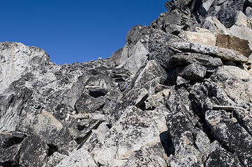 Dude in the boulders below the false summit