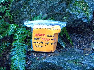Cute concept. 10 tips for a happy marriage with something related, left along the trail. Fruit left for fruits of labor