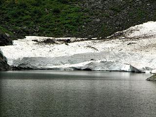 Glaciers calving off at Serene Lake. and this is October, and that is last year's snow.