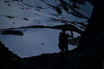 a dark look at the choss gully we descended
