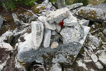 Summit cairn with new register