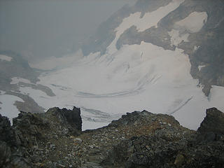 looking down the W Depot Creek glacier