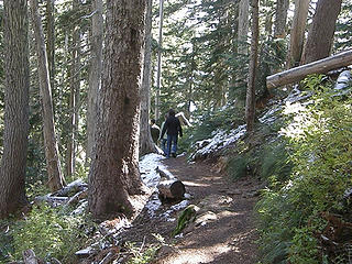 Hikers wearing jeans on way down Ellinor.