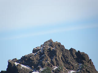Person on summit of Mt. Washington.