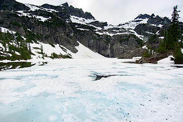 Glacier Lake more frozen than Chikamin, but