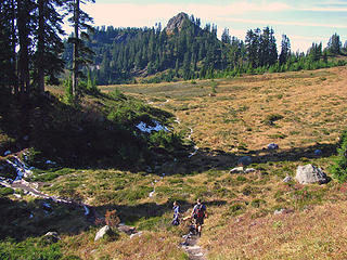 Hikers in Upper Schriebers Meadow