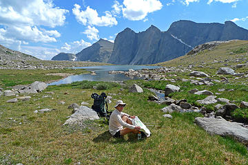 Joel at unnamed Lake in upper East Fork Drainage