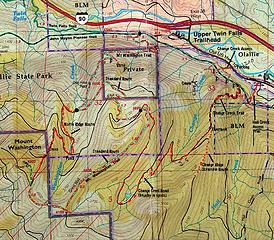 trail map of Mt Washington, near Seattle