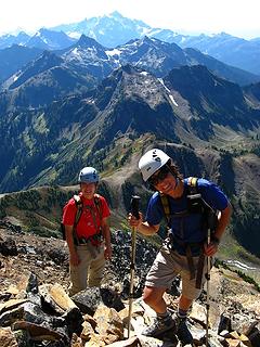 Ascending the talus (background High Pass, Winchester, Goat, Shuksan)